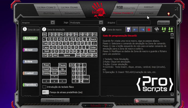 Associação do script