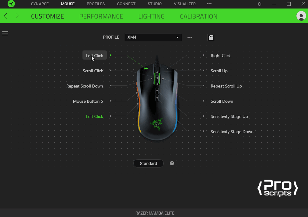Conectando a arma ao perfil correto